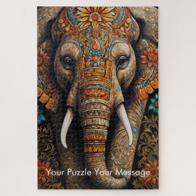 Quebra-cabeça Mystic Boho Elephant Mandala (Vertical)