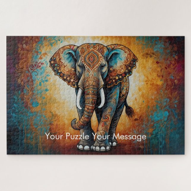 Quebra-cabeça Mystic Boho Elephant Mandala (Horizontal)