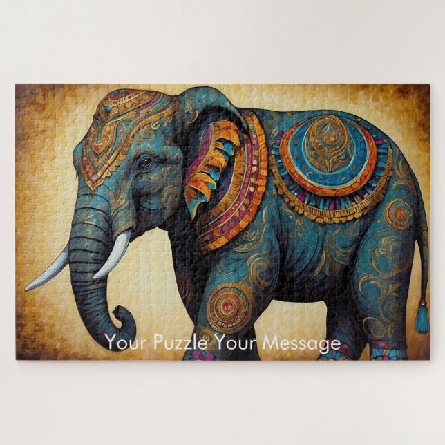 Quebra-cabeça Mystic Boho Elephant Mandala (Horizontal)