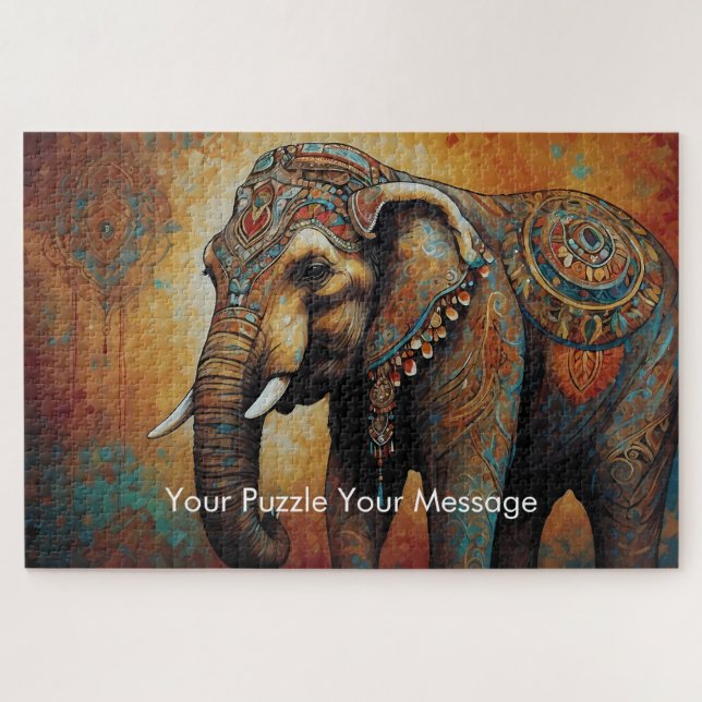 Quebra-cabeça Mystic Boho Elephant Mandala (Horizontal)