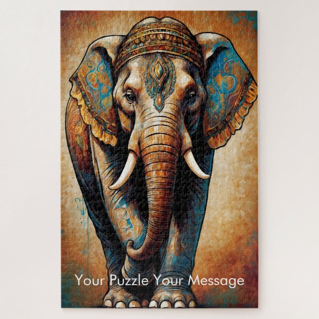 Quebra-cabeça Mystic Boho Elephant Mandala (Vertical)