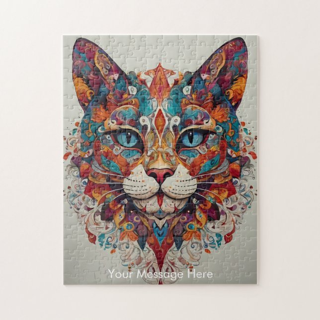 Quebra-cabeça Mystic Boho Feline Cat Mandala (Vertical)