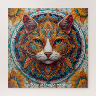 Quebra-cabeça Mystic Boho Feline Cat Mandala