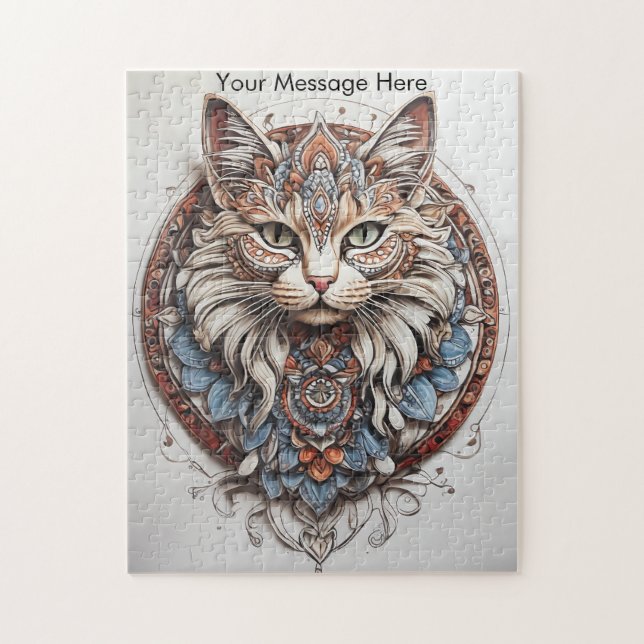 Quebra-cabeça Mystic Boho Feline Cat Mandala (Vertical)