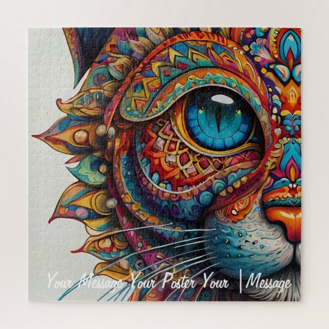 Quebra-cabeça Mystic Boho Feline Mandala (Vertical)