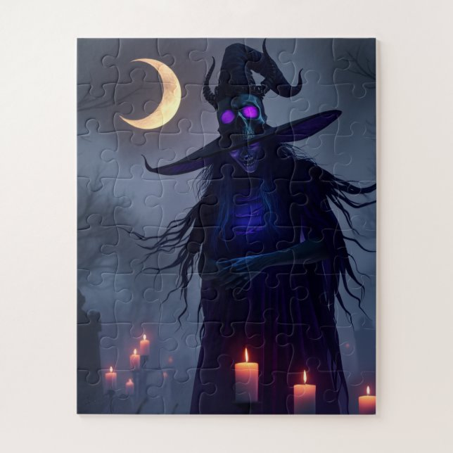 Quebra-cabeça Mystic Gothic Witch Puzzle – Skull Glow Magic 💜🕯 (Vertical)