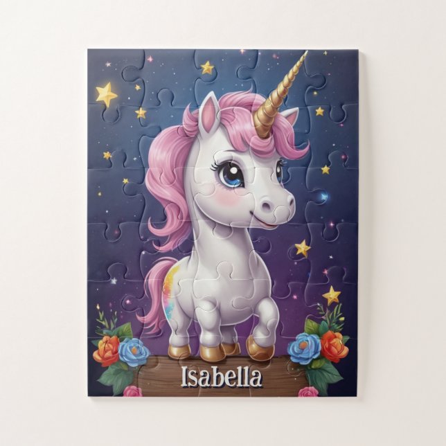 Quebra-cabeça Mystic Unicorn Midnight Personalizada (Vertical)
