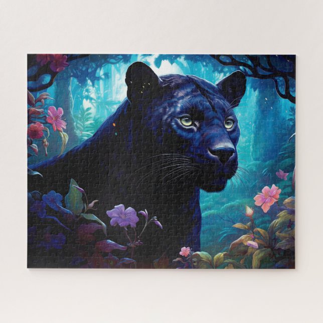 Quebra-cabeça Mystical Black Panther Nature Themed Fantasy (Horizontal)