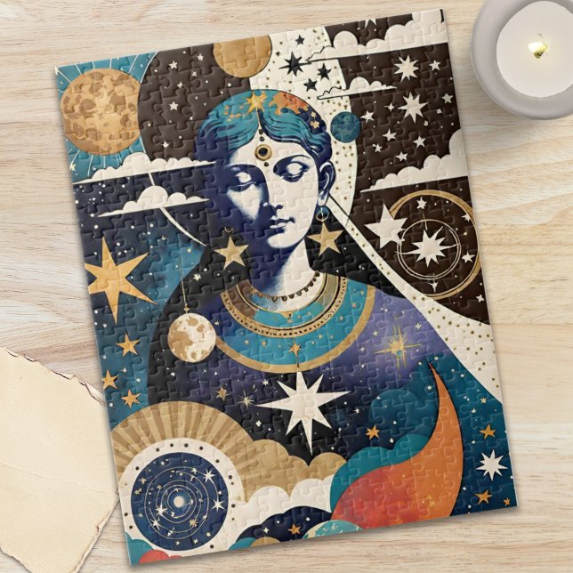 Quebra-cabeça Mystical Celestial Star Goddess Night Sky (Mystical Celestial Star Goddess Night Sky Jigsaw Puzzle)