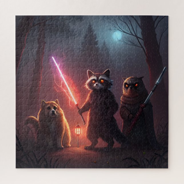 Quebra-cabeça Mystical Forest Battle Animals Art (Vertical)