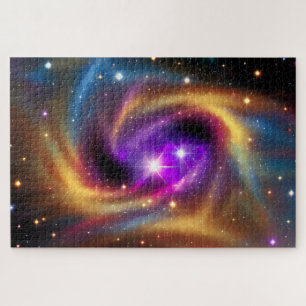 Quebra-cabeça Mystical Indigo Cosmic Rainbow Hues em Cosmos Dour