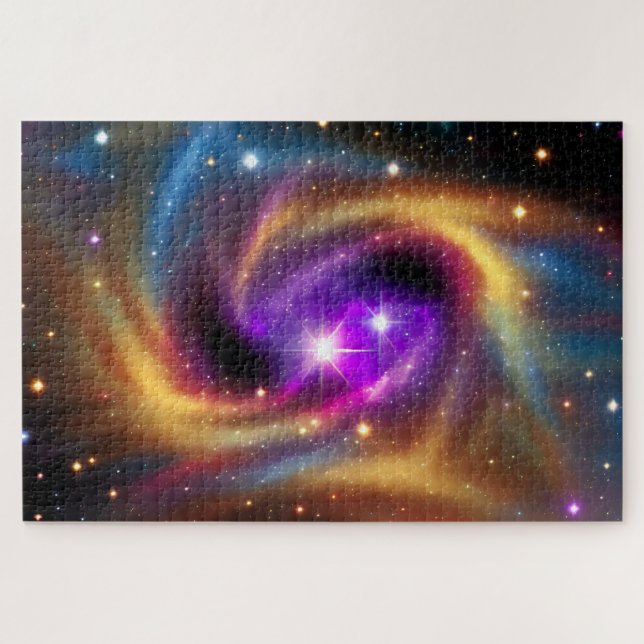 Quebra-cabeça Mystical Indigo Cosmic Rainbow Hues em Cosmos Dour (Horizontal)