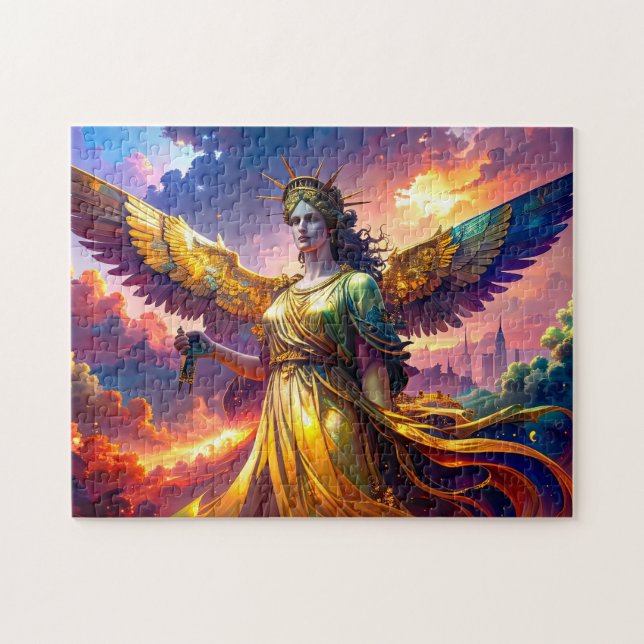Quebra-cabeça Mythic Lady Liberty Winged Goddess SciFi Fantasy (Horizontal)