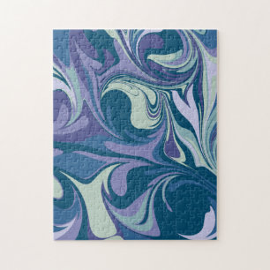 Quebra-cabeça Na moda de espiral abstrato Azul Marble Personaliz