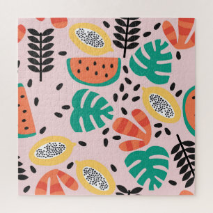 Quebra-cabeça Na moda de fruta: Design do padrão Vintage.
