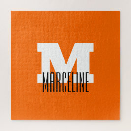 Quebra-cabeça Na moda Modern Name Inicial | Neon Sunset Orange