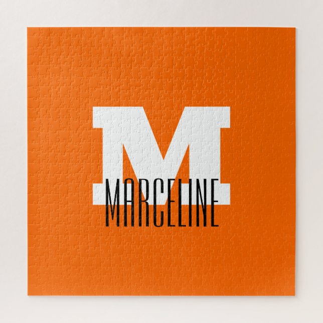 Quebra-cabeça Na moda Modern Name Inicial | Neon Sunset Orange (Vertical)