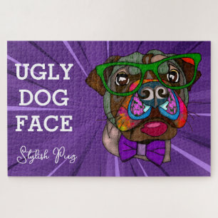 Quebra-cabeça Na moda Pug rosto feio de cão 1000
