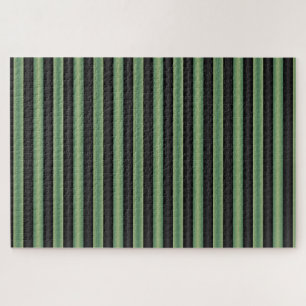 Quebra-cabeça Na moda Vintage Olive Sage Green Black 3D Striped