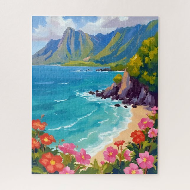 Quebra-cabeça Na Pali Coast Kauai Hawaii Coastline Painting (Vertical)