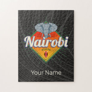 Quebra-cabeça Nairobi Capital Kenya Elephant Vintage Africa