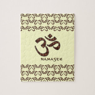 Quebra-cabeça Namaste com símbolo Brown do OM e creme