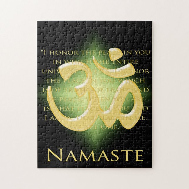 Quebra-cabeça Namaste Definition with Om Symbol - on Black (Vertical)