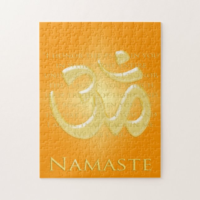 Quebra-cabeça Namaste Definition with Om Symbol - on Orange (Vertical)