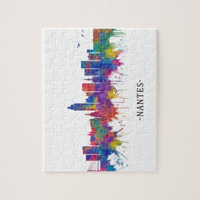 Quebra-cabeça Nantes France Skyline (Vertical)