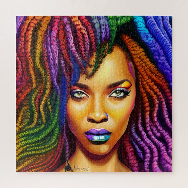 Quebra-cabeça Não toques no meu cabelo preto Melanina afro Rainh (Vertical)