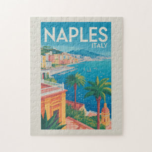 Quebra-cabeça Nápoles Itália Ilustração Arte de Viagem Vintage