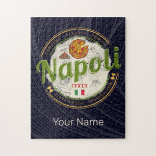 Quebra-cabeça Nápoles Itália Retro Vesúvio E Pizza Vintage