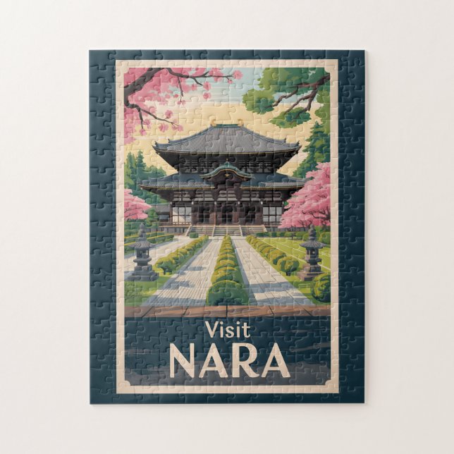 Quebra-cabeça Nara Japan Illustration Travel Art Vintage (Vertical)