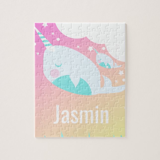 Quebra-cabeça Narval Gradiente Arco-Íris Mágico Infantil (Vertical)