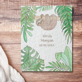 Quebra-cabeça Nascença do bebê Anúncio Fofo Folha Folha