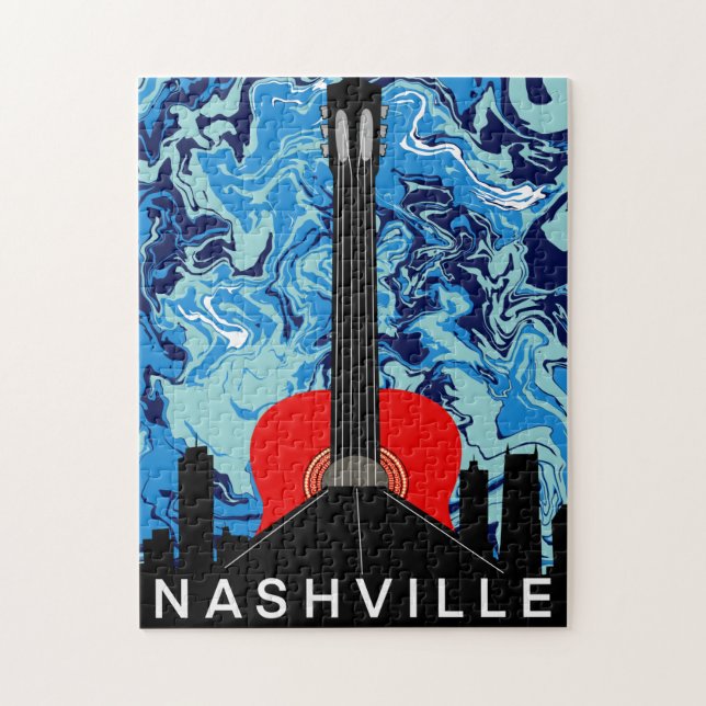Quebra-cabeça Nashville Skyline Guitar Poster (Vertical)