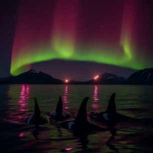 Quebra-cabeça Natação Orcas Em Aurora Roxa - Baleia Assassina