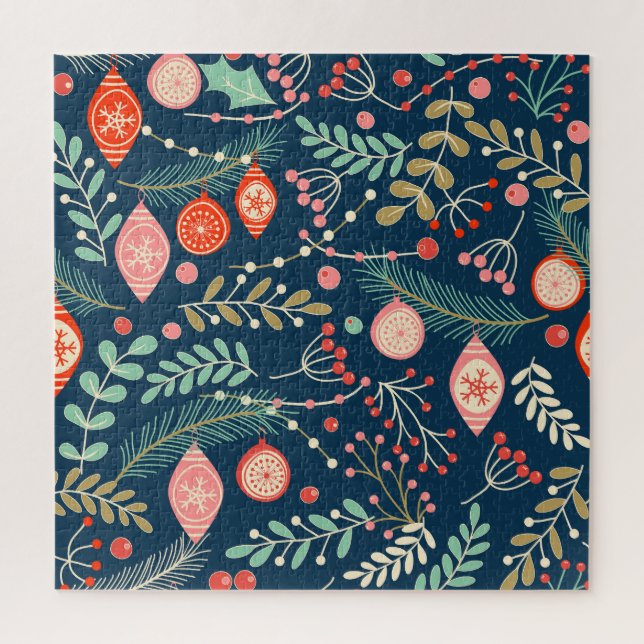 Quebra-cabeça Natais vintages Desenhados Manualmente (Vertical)