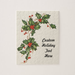 Quebra-cabeça Natais vintages, Holly Plant com Red Berries