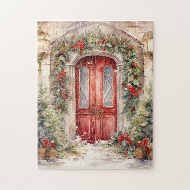 Quebra-cabeça Natais vintages Porta Vermelha (Vertical)