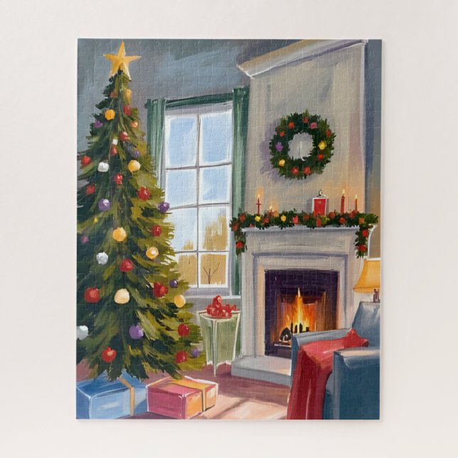 Quebra-cabeça Natal Alegre e Feliz | Árvore de Natal Alegre (Vertical)
