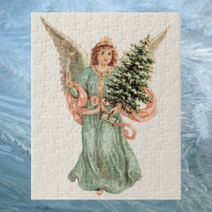 Quebra-cabeça Natal Antigo, Anjo Vitoriano com Árvore