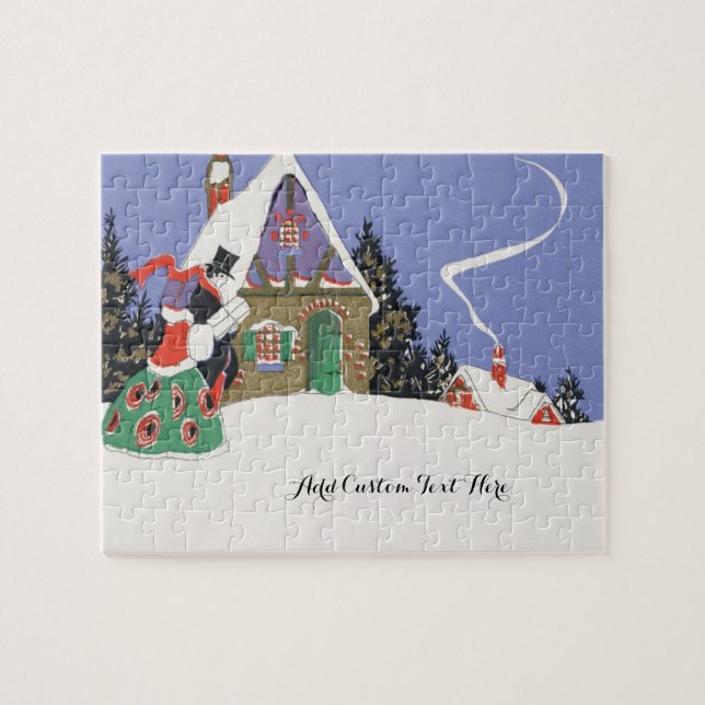 Quebra-cabeça Natal Antigo, Casal Vitoriano Indo à Festa (Horizontal)