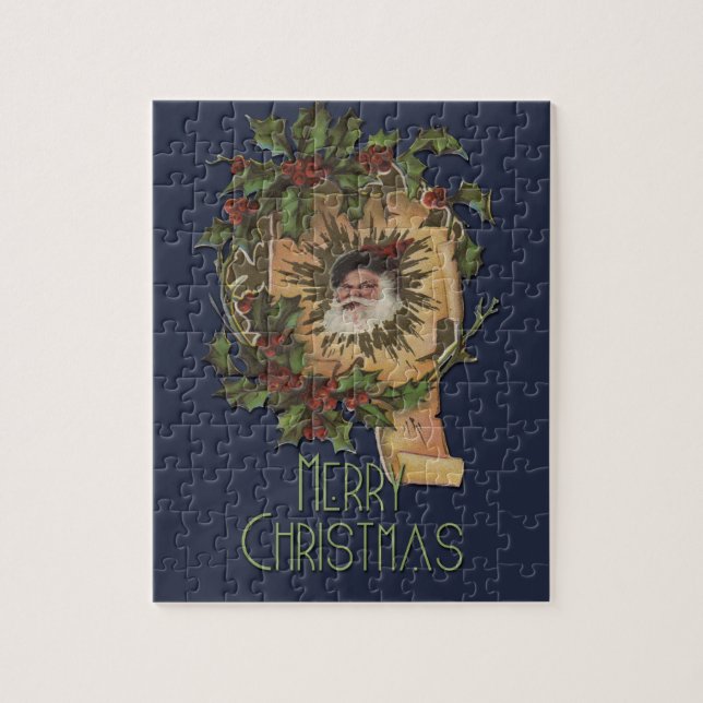 Quebra-cabeça Natal Antigo Papai Noel Azevinho (Vertical)