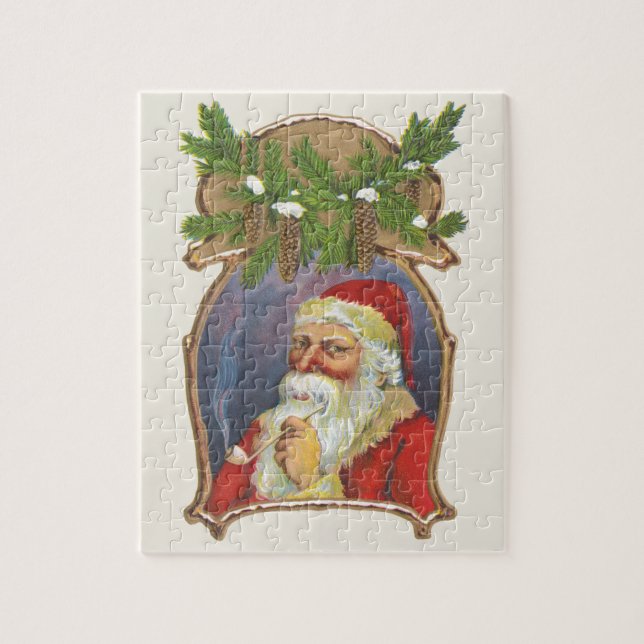 Quebra-cabeça Natal Antigo, Papai Noel Vitoriano com Cachimbo (Vertical)