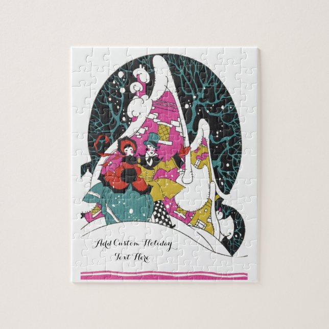 Quebra-cabeça Natal Antigo, Pessoas da Cidade Vitoriana Elegante (Vertical)