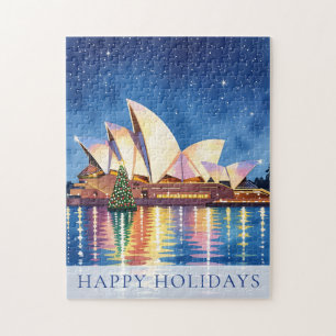 Quebra-cabeça Natal aquarela personalizado Austrália Sydney
