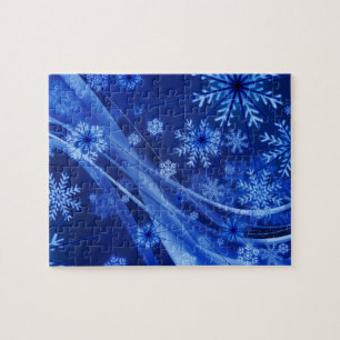 Quebra-cabeça Natal Azul Flocos de Neve de inverno