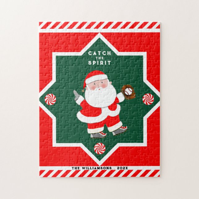 Quebra-cabeça Natal de Beisebol Personalizado (Vertical)