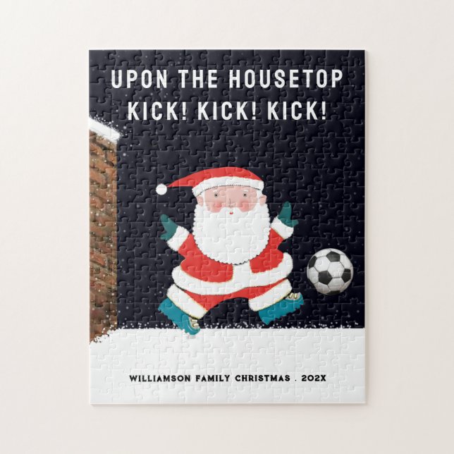 Quebra-cabeça Natal de futebol personalizado (Vertical)
